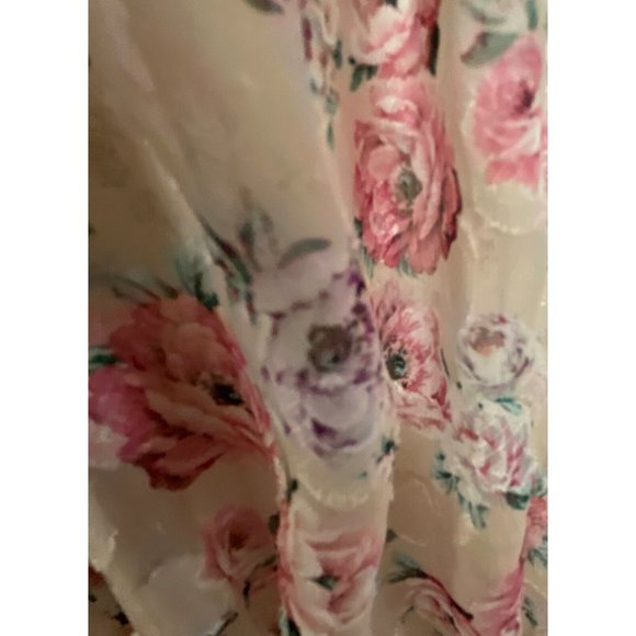 Express Floral Puff Sleeve Smocked V-Neck Cropped Top Coquette Cottagecore SM - Picture 14 of 16